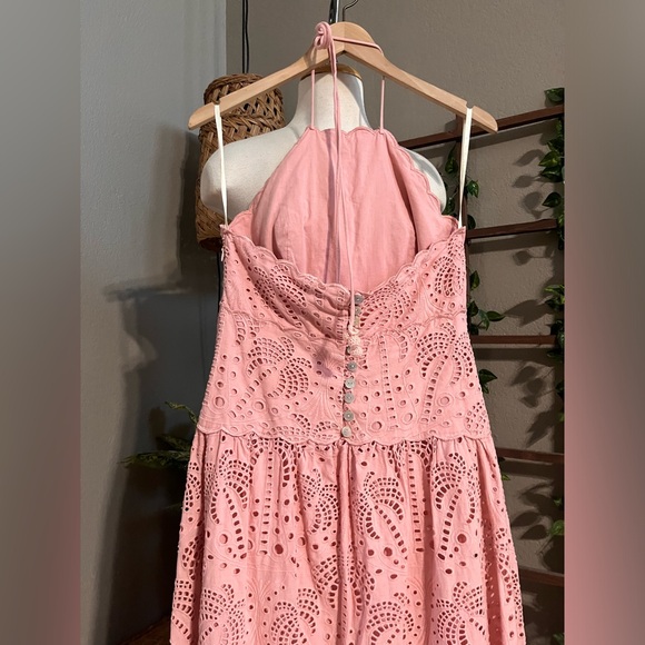 ▪️Farm Rio Palm Tree scalloped broderie anglaise cotton midi dress - Picture 11 of 14